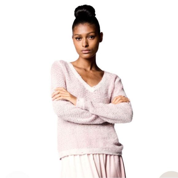 NWT Avant Toi STITCH V NECK Sweater Dark Rose Small Cotton/Linen - Picture 11 of 12